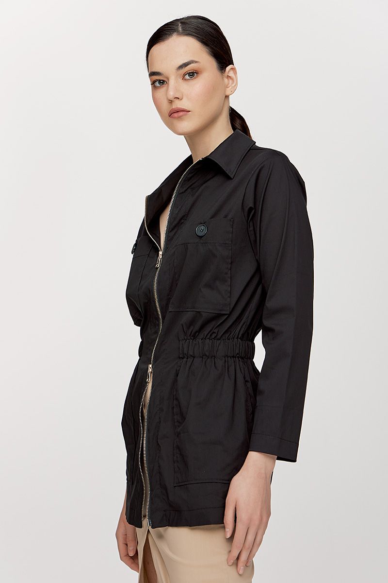 Poplin safari jacket with patch pockets