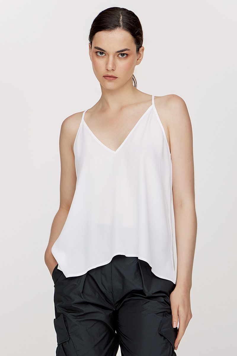 Crepe de chine halter-neck top