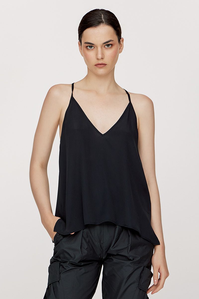 Crepe de chine halter-neck top