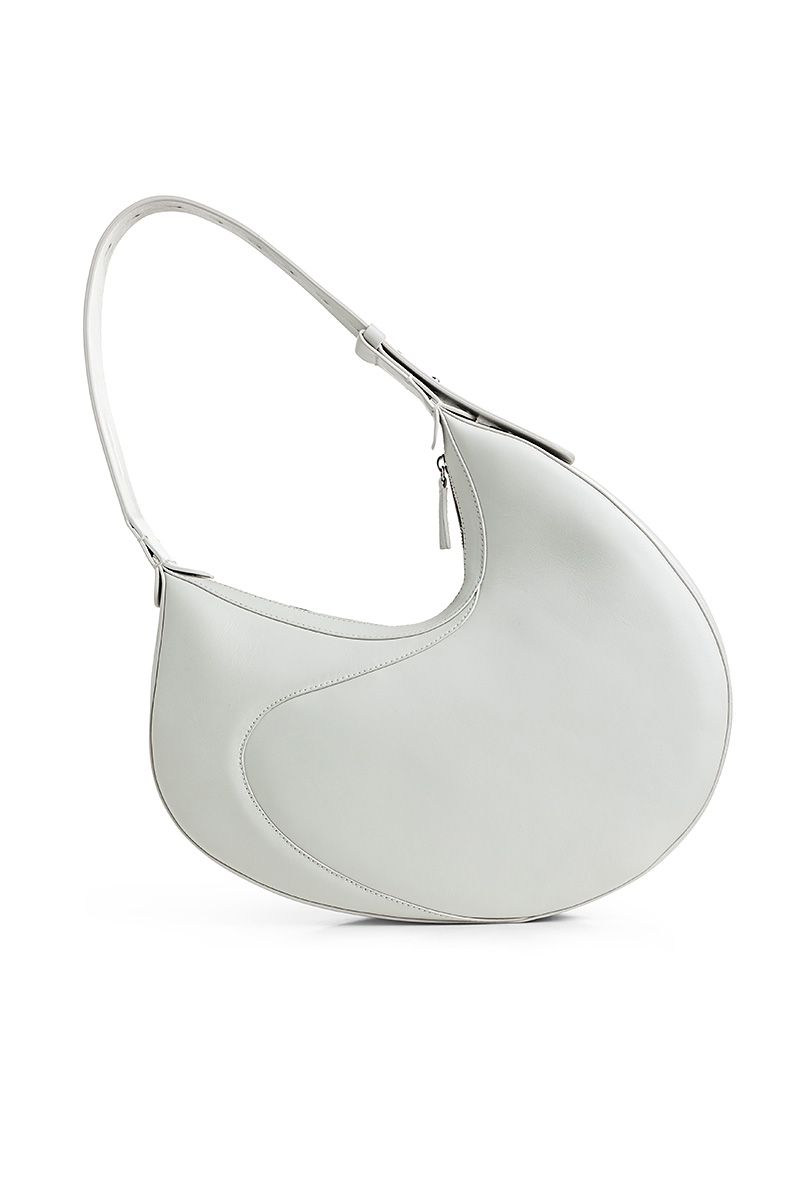 Ivory  οval-shaped semi-structured bag