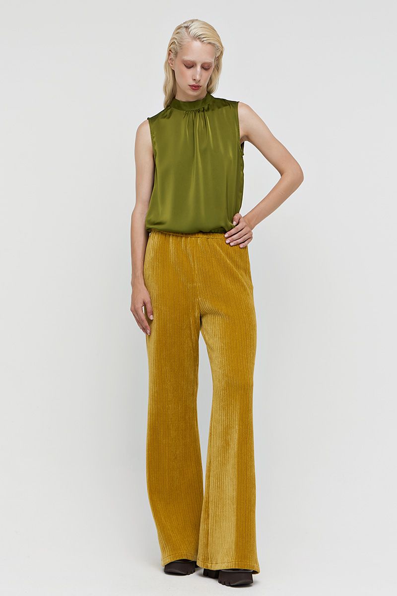 Flared trousers in corduroy–effect jersey