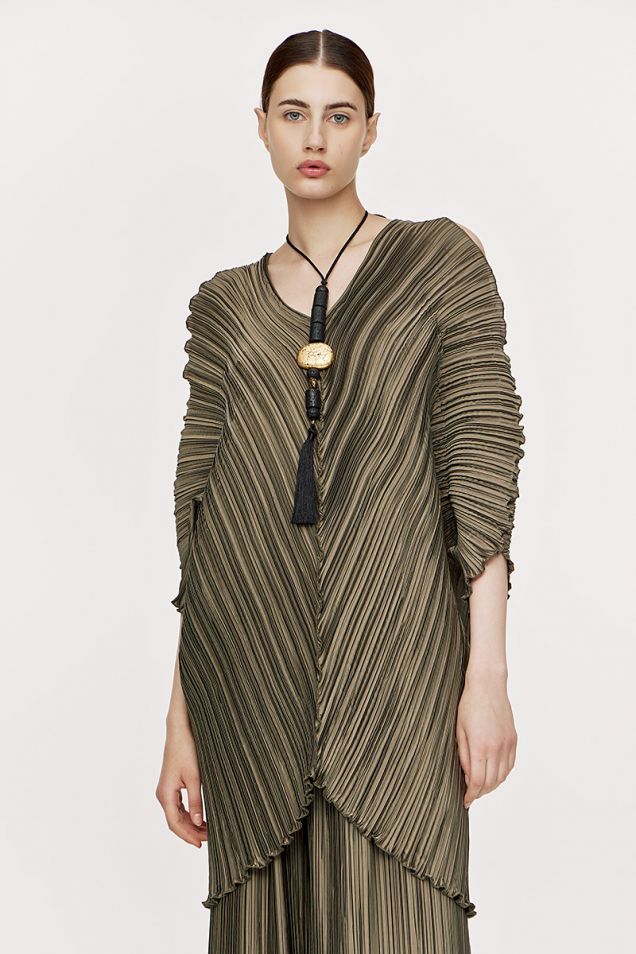 Pleated asymmetric tunic 