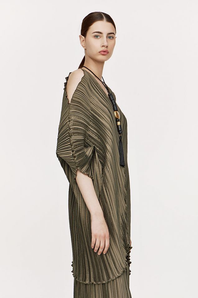 Pleated asymmetric tunic 