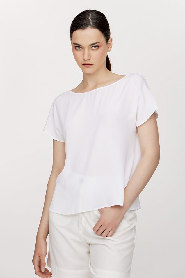 Crepe de chine top with side slits