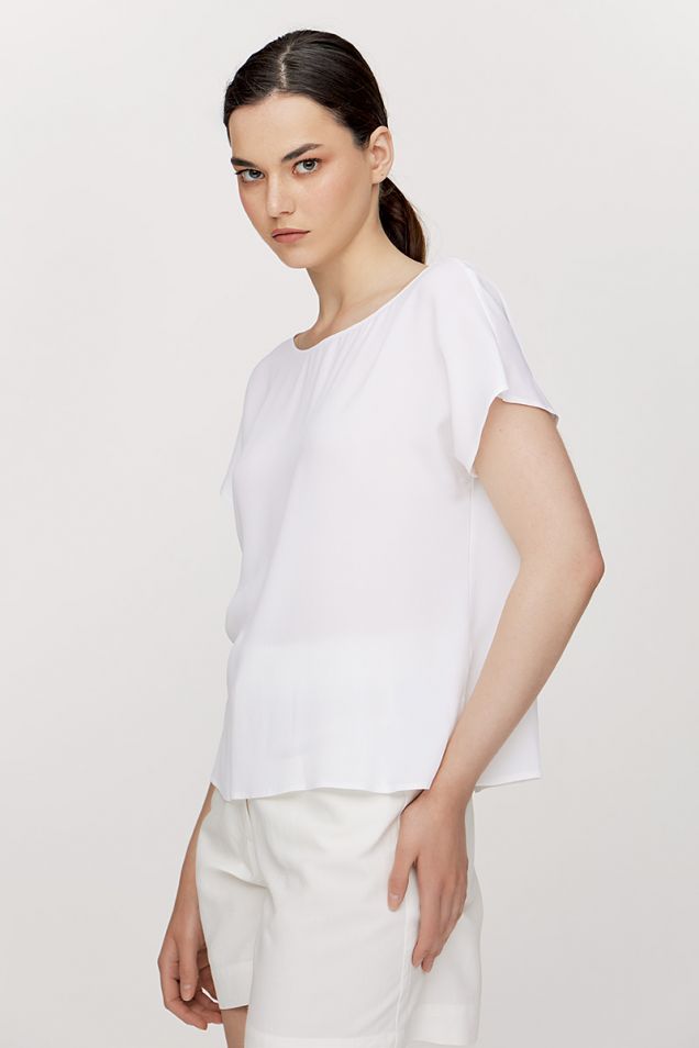 Crepe de chine top with side slits