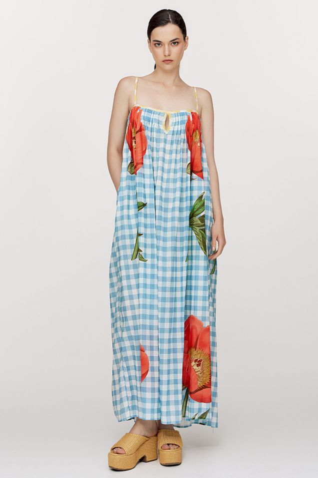 Μάξι floral printed φόρεμα 
