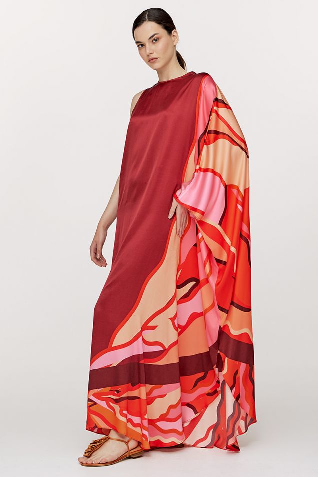 One-shoulder printed maxi dress