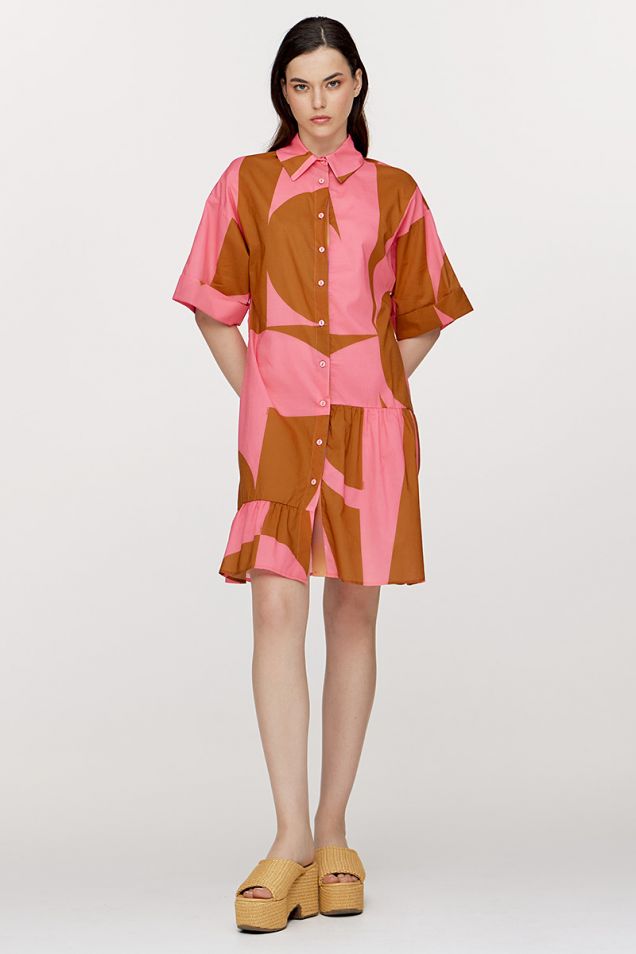 Shirt-dress διακοσμημένο με γεωμετρικά prints