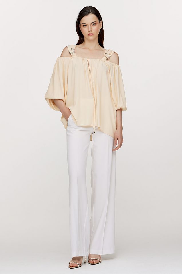 Off-shoulder blouse in ginger hue