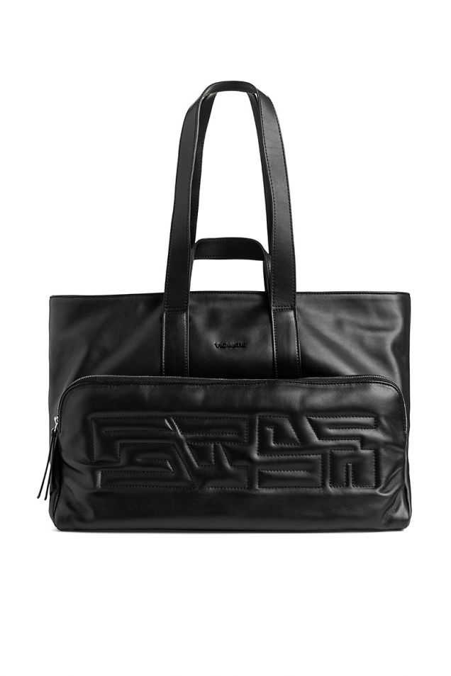 Black leather handbag 