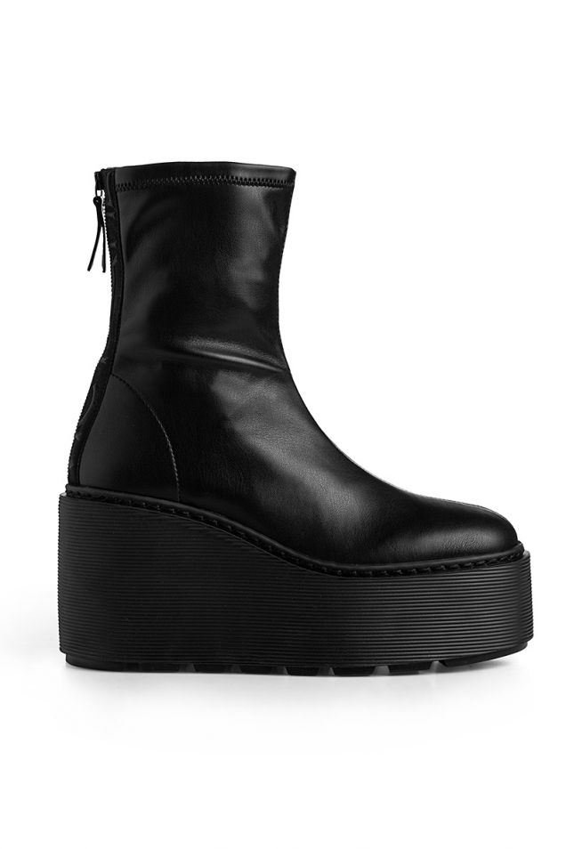 Stripy black platform half boots