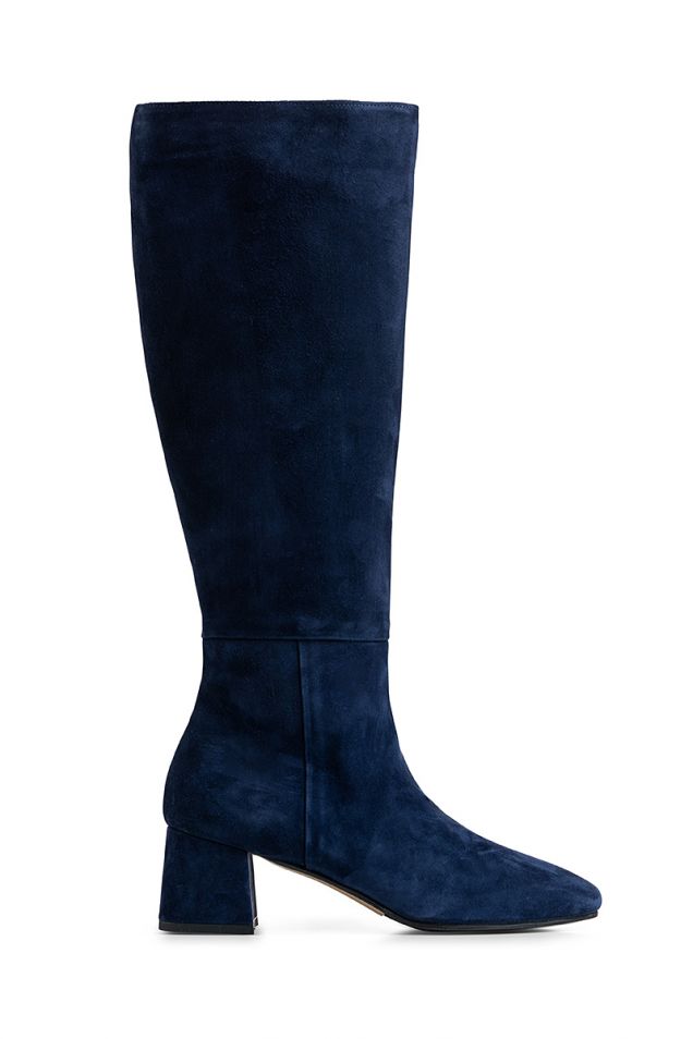 Suede knee- boots in blue 