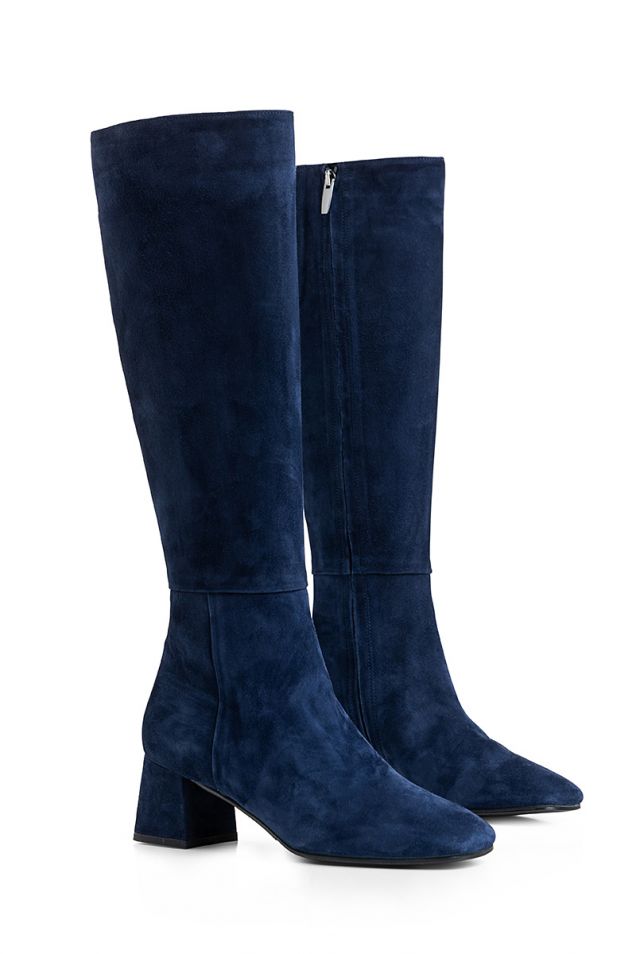 Suede knee- boots in blue 