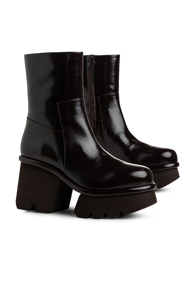 Patent leather platform boots