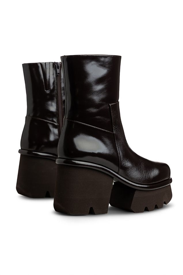 Patent leather platform boots