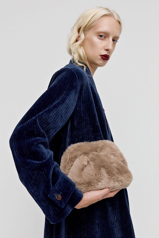 Small clutch from vegan shearling