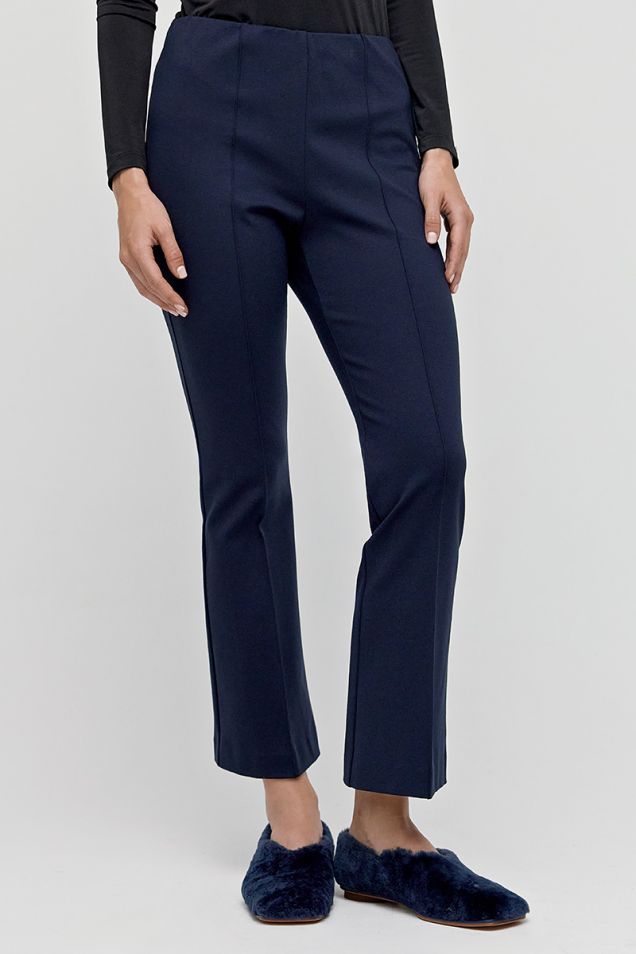 Cropped pants in blue navy viscose 