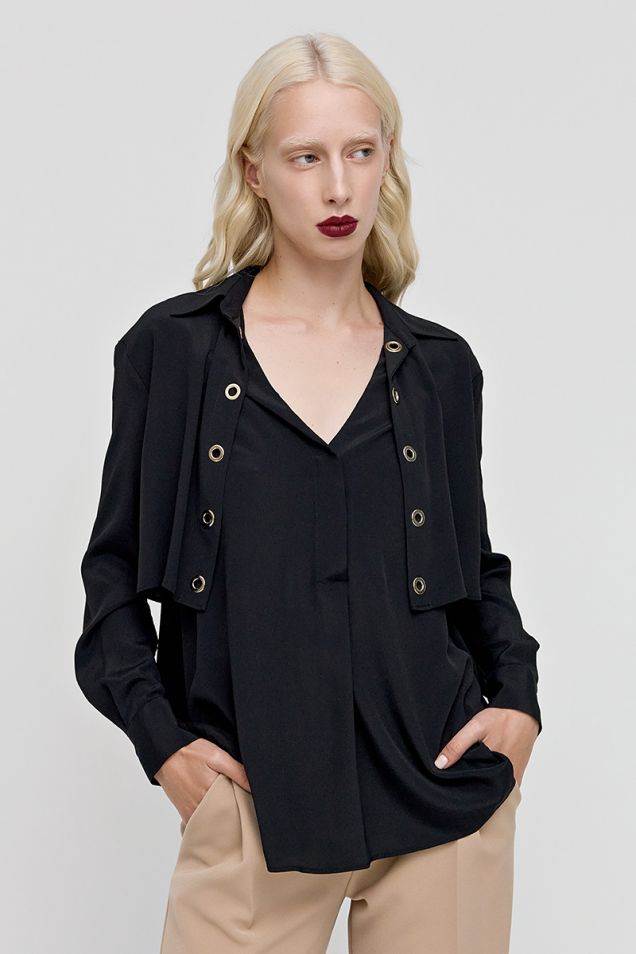 Black shirt in silk blend 