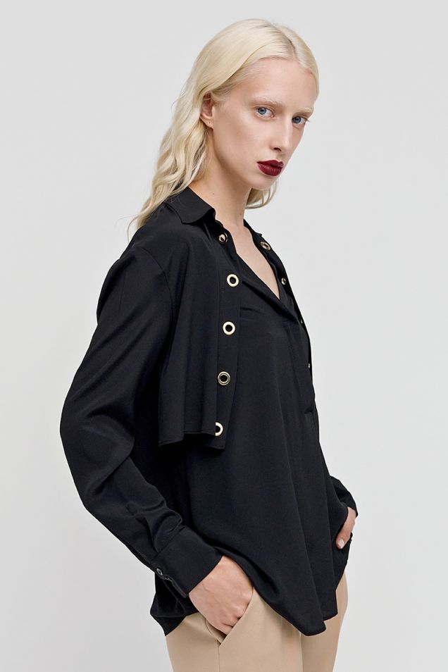 Black shirt in silk blend 