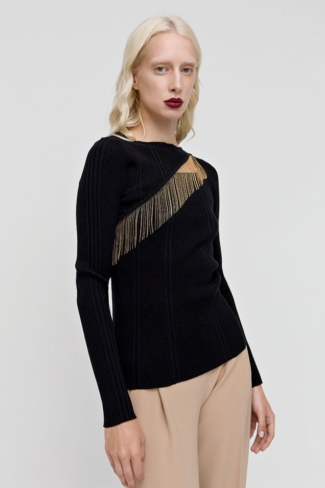 Ribbed -knit sweater with cutout