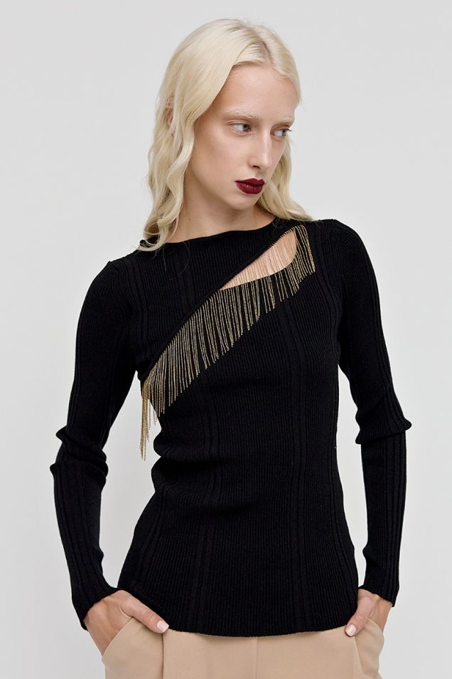 Ribbed -knit sweater with cutout