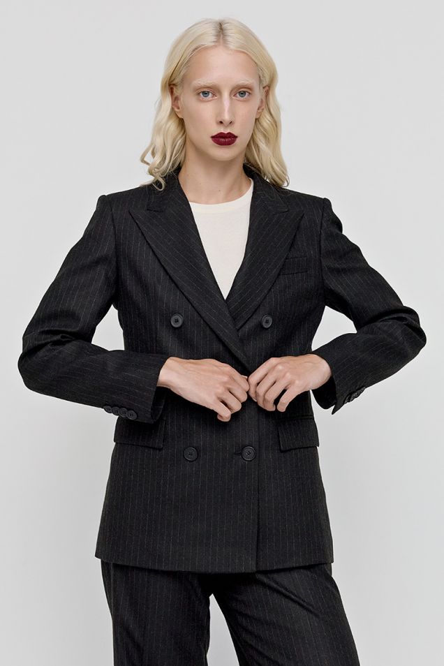 Pinstriped double-breasted blazer 