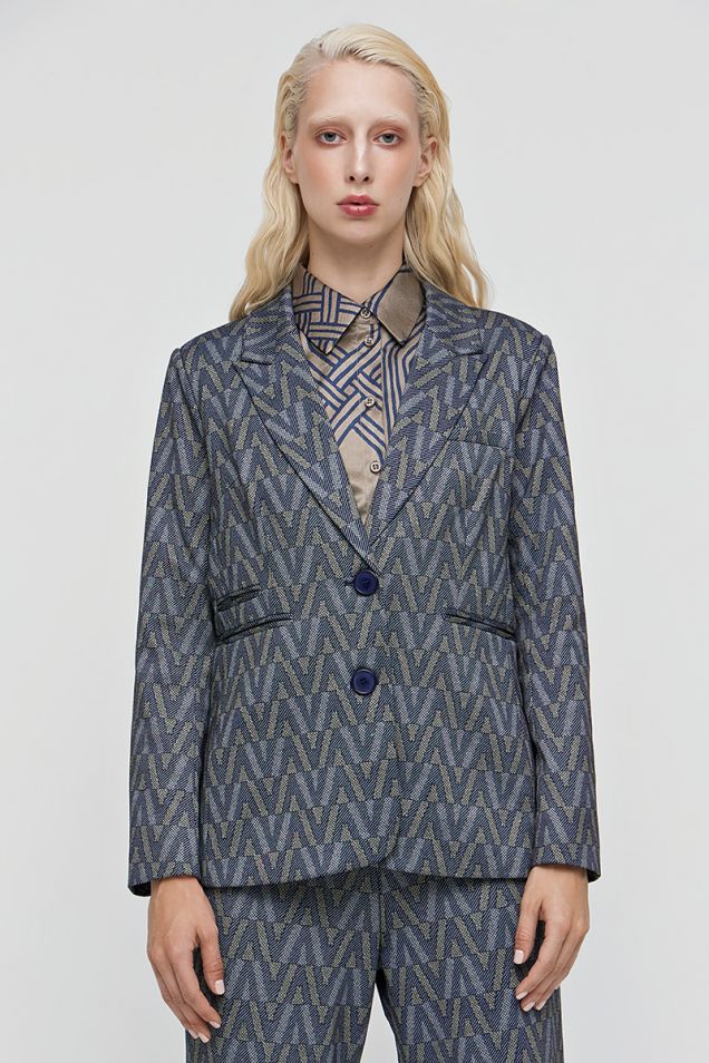 Jacquard printed blazer in cotton jersey 