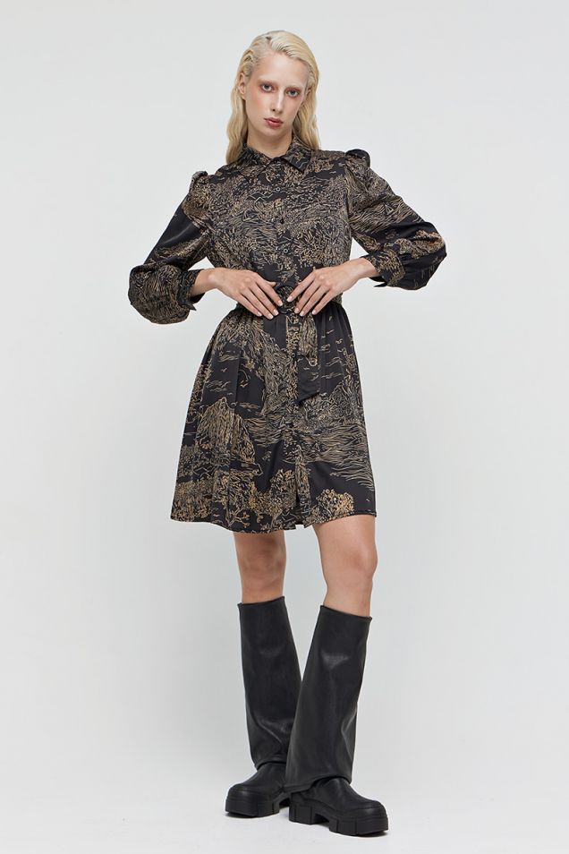 Mini printed shirt-dress