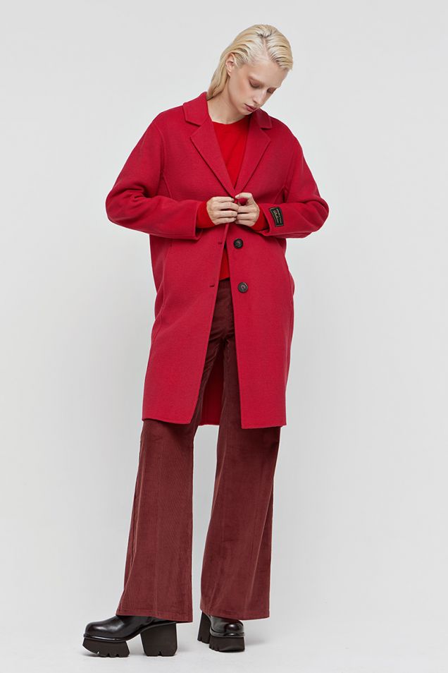 Wool -blend coat in red 