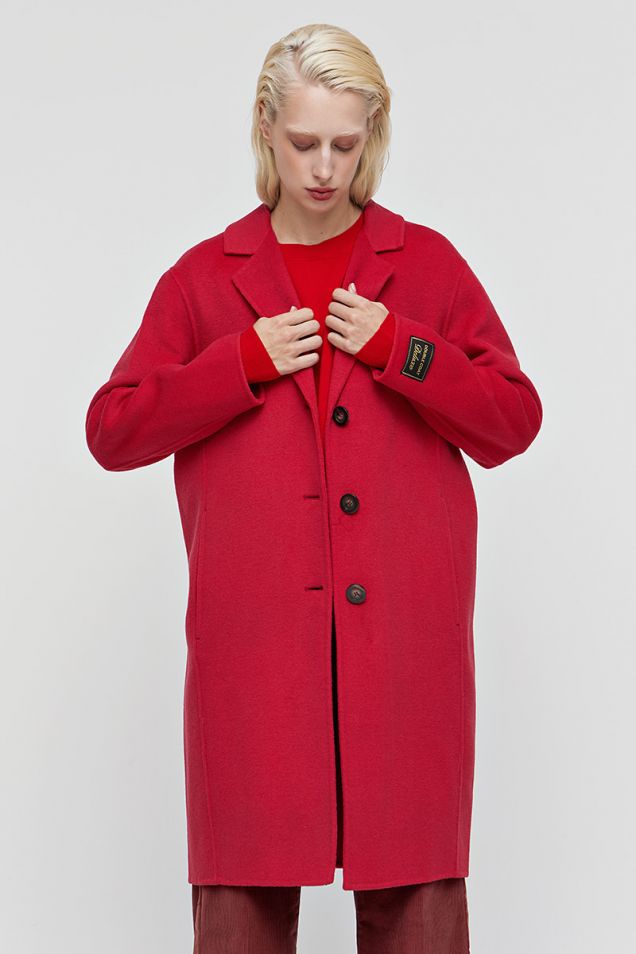 Wool -blend coat in red 