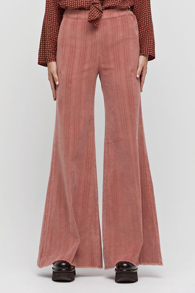 Flared pants in velvet corduroy