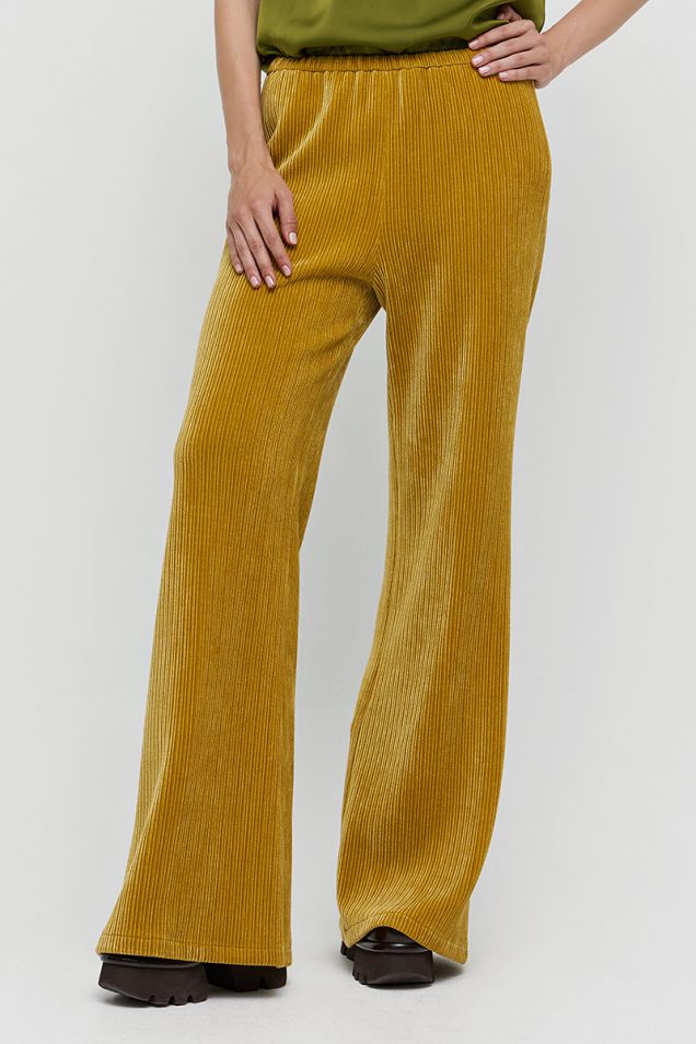 Flared trousers in corduroy–effect jersey